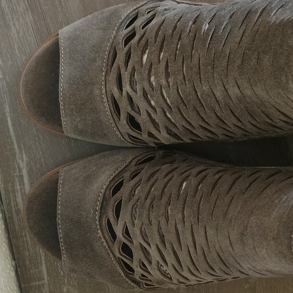 Gray Suede Open-Toe Sandals - Picture 1 of 5